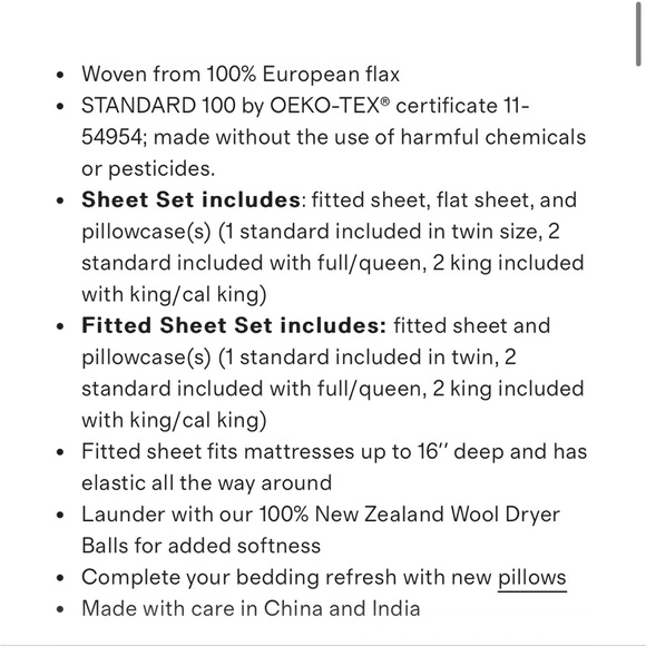 Quince European Linen Sheet Set White Queen - Picture 5 of 5